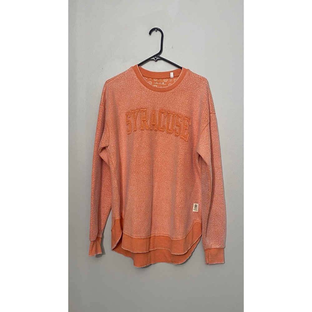 Pressbox Womens Syracuse NCAA Sweatshirt Size Large Orange Fleece Fading Comfort